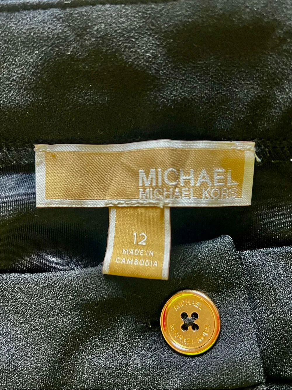 Michael Kors Black High-Waist Pleated Shorts with Gold Button